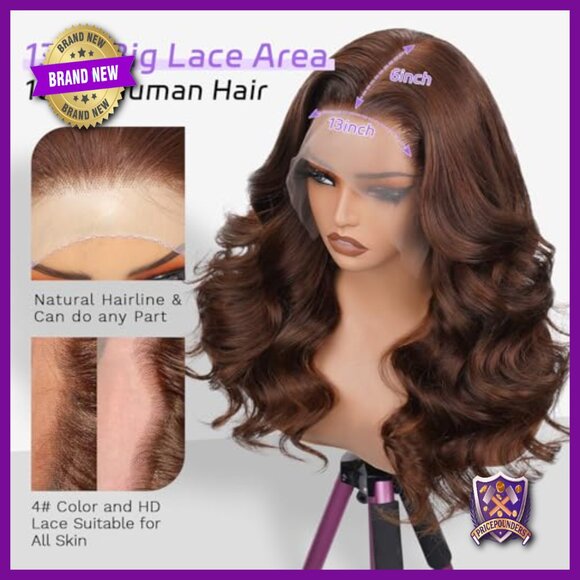 26 Inch Human Hair Lace Front Wig, 13x6 Pre Plucked Body Wave, 250 Density main image 5